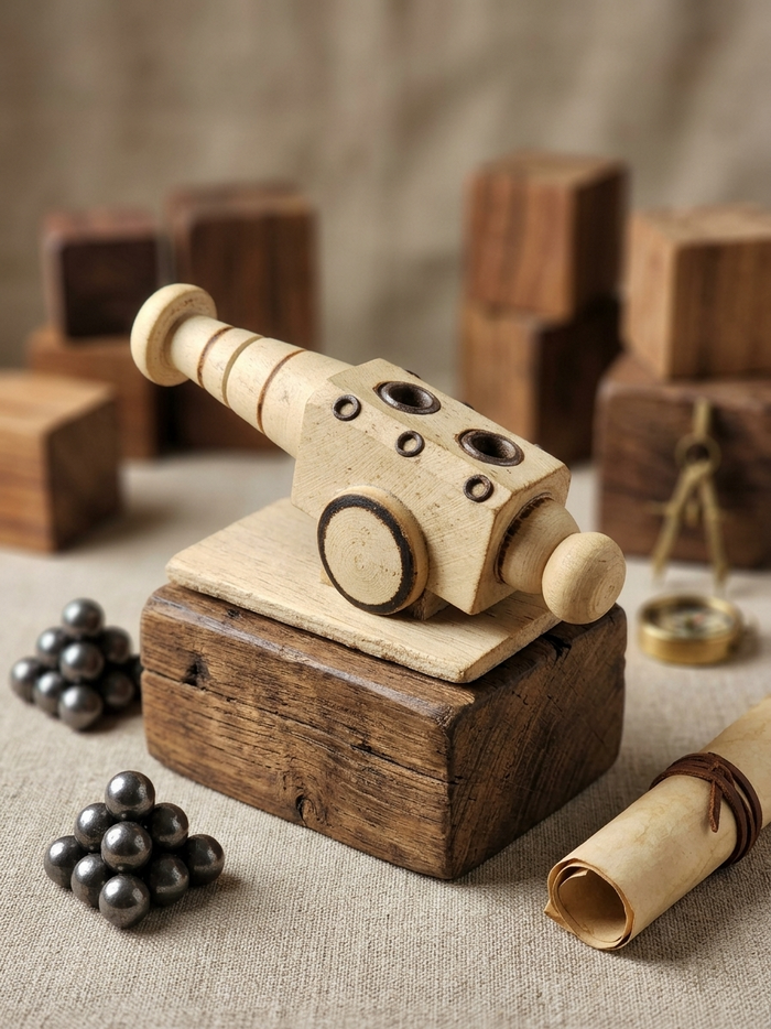 Handcrafted Wooden Miniature Cannon Showpiece