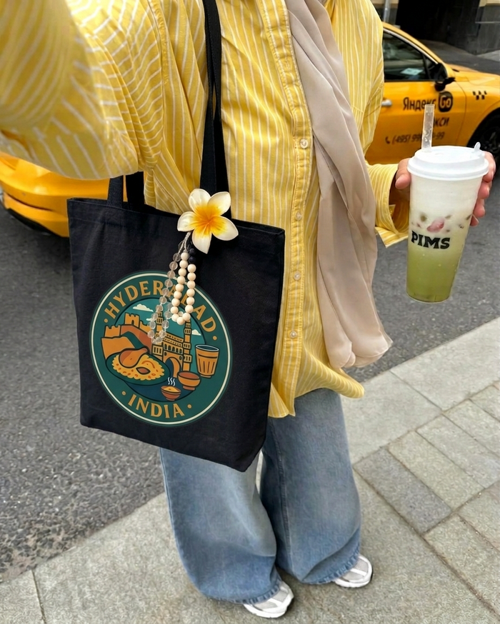 Hyderabad Heritage Black Canvas Tote