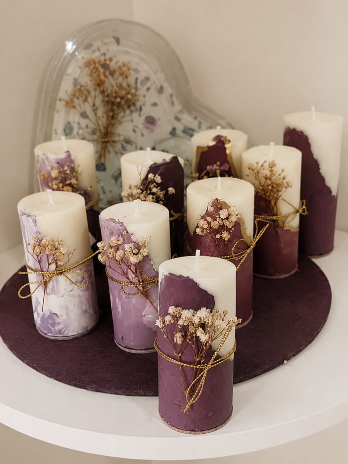 Amethyst Bloom Pillar Candle