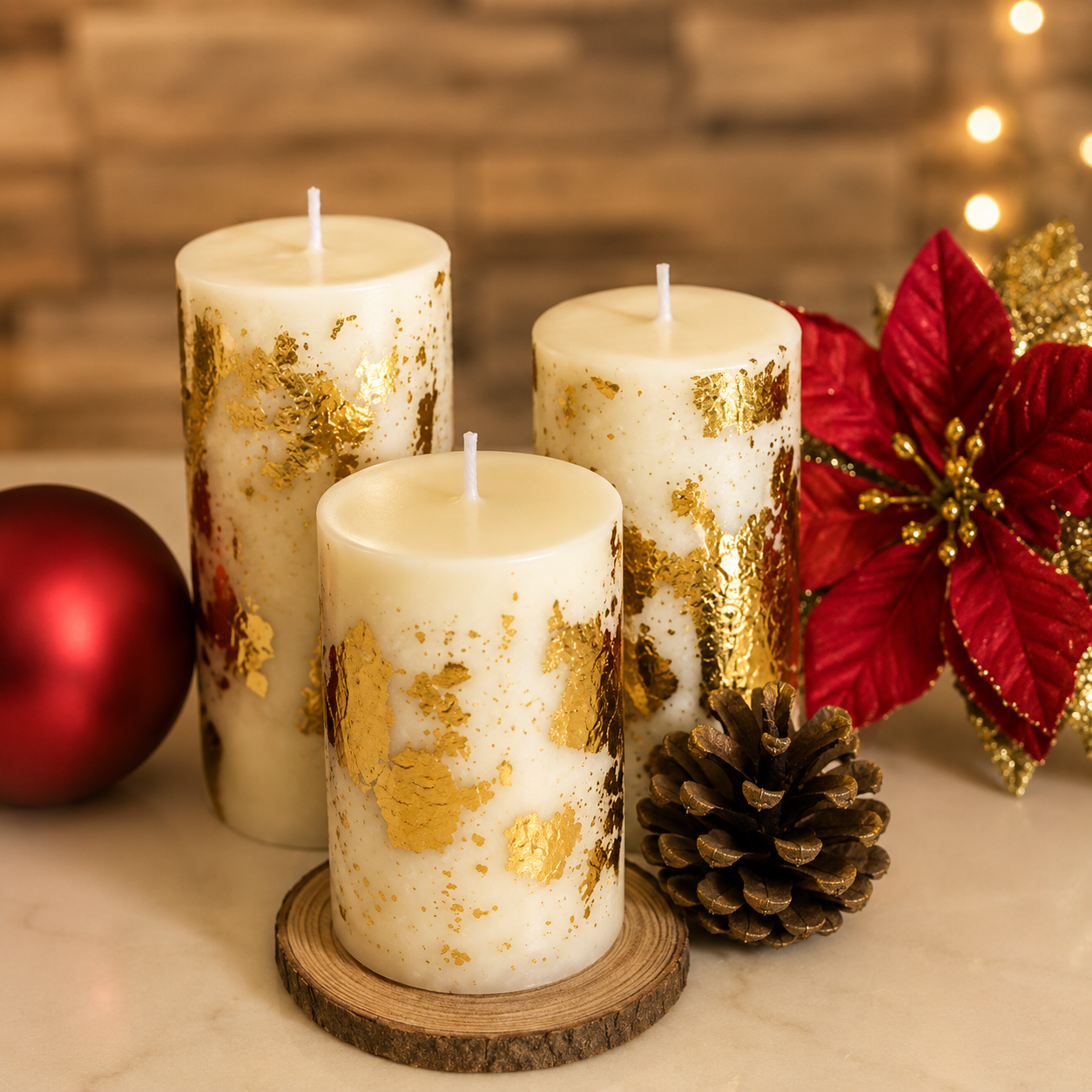 Luxe Gold Foil Pillar Candle