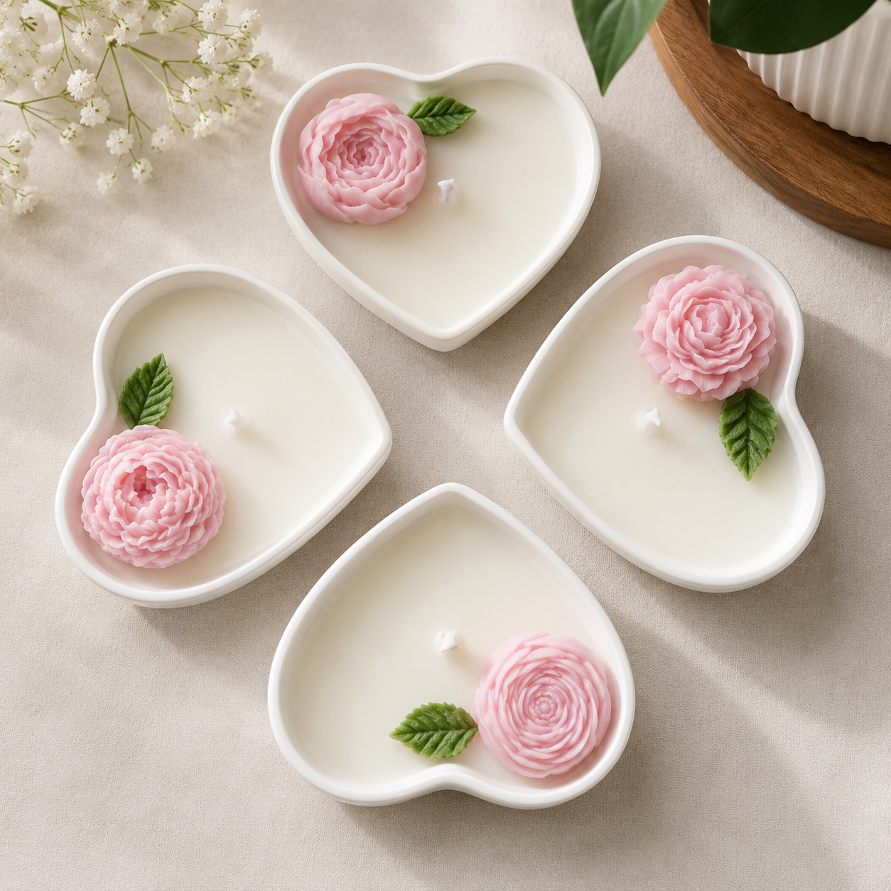 Blush Bloom Heart Candle