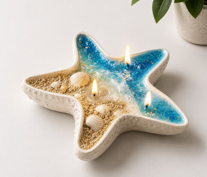 Azure Shore Starfish Candle