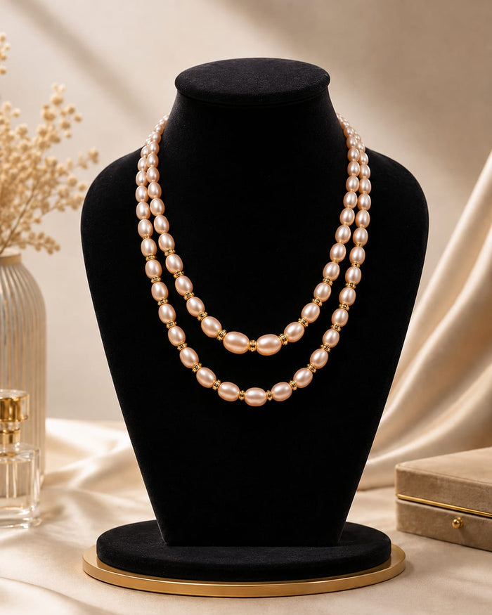 Classic Double Strand Real Pearl Necklace