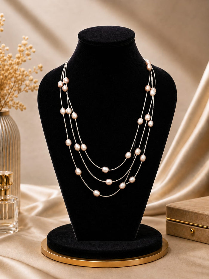 Elegant Multi-Layer Real Pearl Necklace