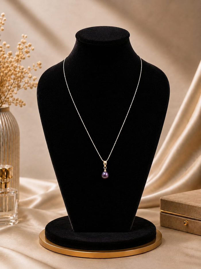 Elegant Purple Real Pearl Pendant Necklace